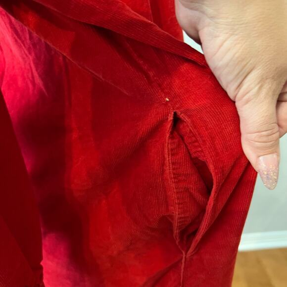 Vintage Ralph Lauren Red Corduroy Double Breasted Shift Midi Dress, 6 - Picture 5 of 9